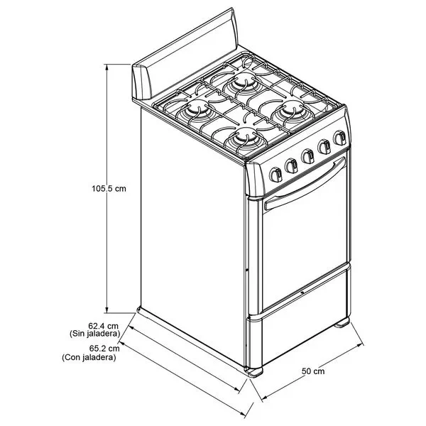 Estufa Acros de Gas Al Piso 4 quemadores Negro